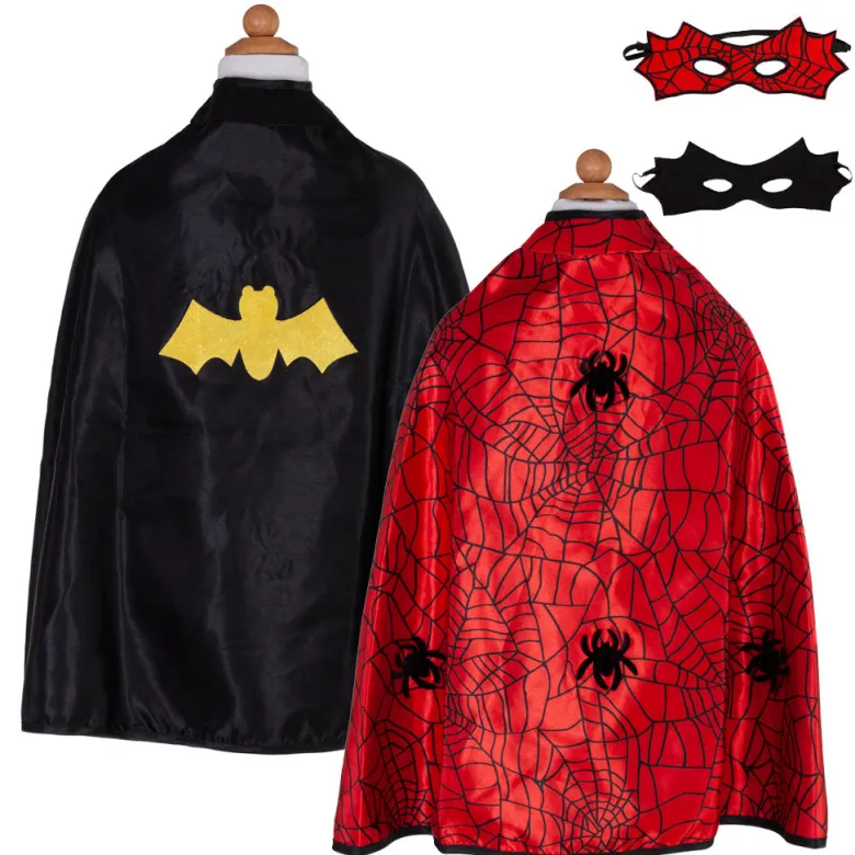 Great Pretenders Costume, Reversible Cape and Mask, Spiderman/Batman - Size 4-6 Years