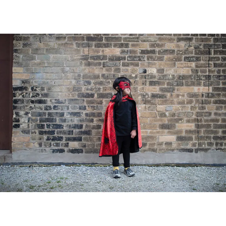 Great Pretenders Costume, Reversible Cape and Mask, Spiderman/Batman - Size 4-6 Years