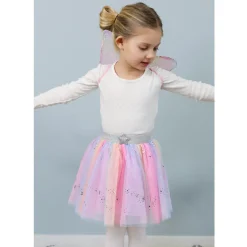 Great Pretenders Costume, Rainbow Butterfly Skirt with Wings and Wand - Size 4-6 Years