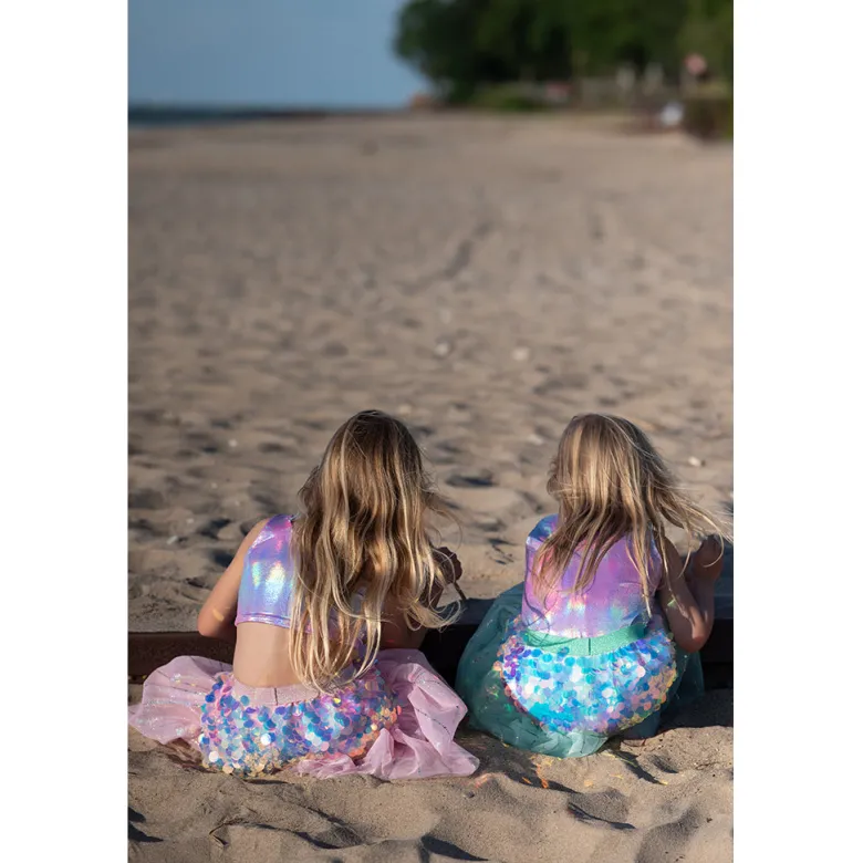 Great Pretenders Costume, Bling Bling Mermaid Skirt and Hair Clips, Mint - Size 4-6 Years