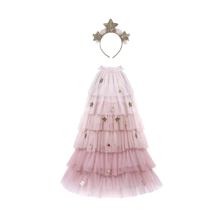 Great Pretenders costume, Christmas Tree Dress and Headband, blush – ages 2-4 and 4-6 years