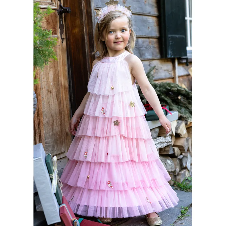 Great Pretenders costume, Christmas Tree Dress and Headband, blush – ages 2-4 and 4-6 years