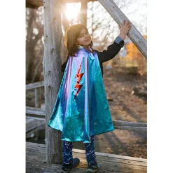 Great Pretenders Superhero Cape, Blue Lightning, Reversible - Size 5-6 Years