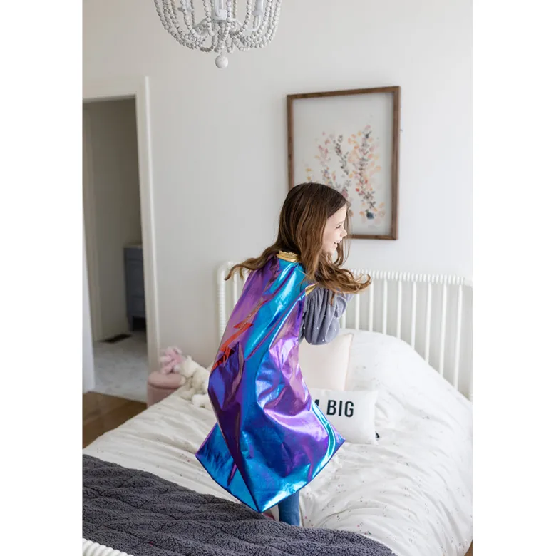Great Pretenders Superhero Cape, Blue Lightning, Reversible - Size 5-6 Years