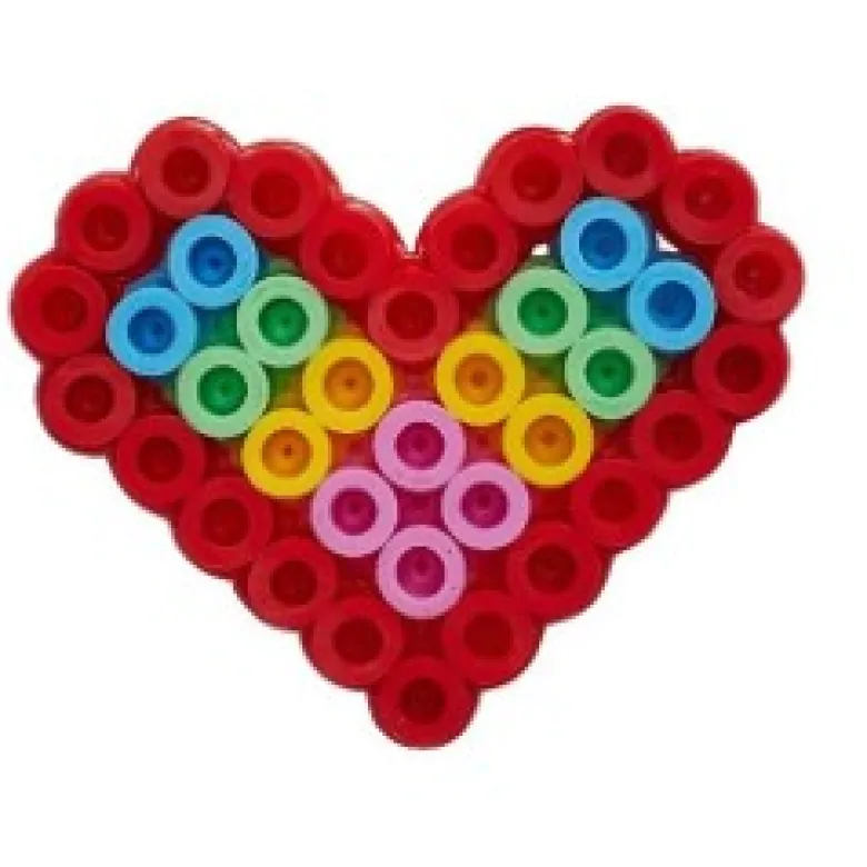 Hama Bead Plate Set, Heart + 100 Beads
