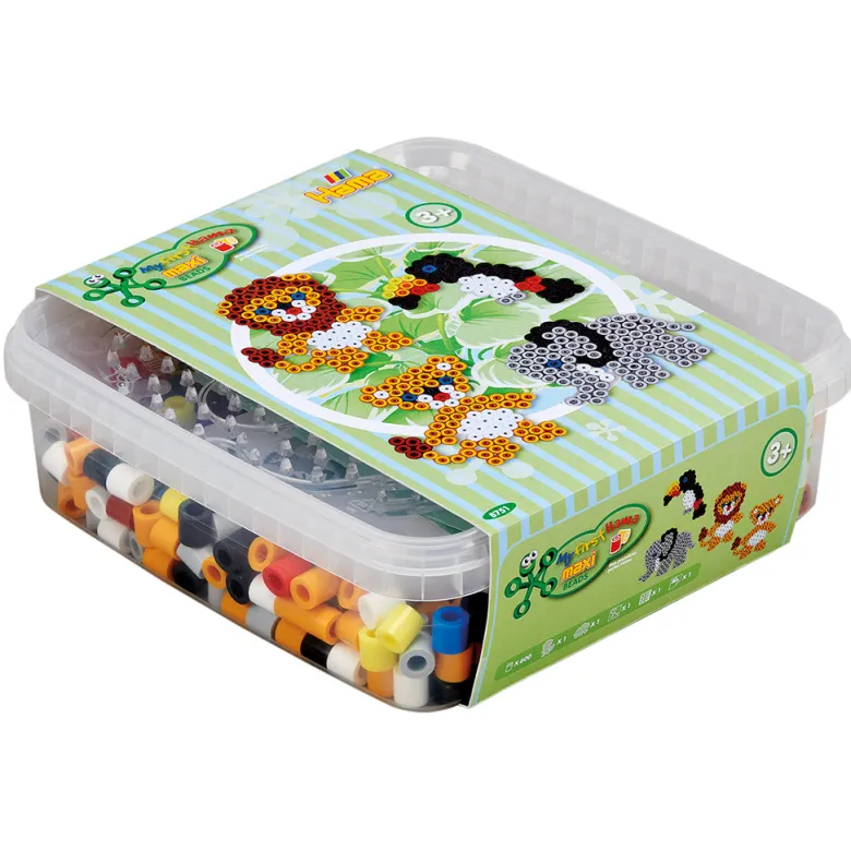 Hama Maxi 600 Beads and 2 Pegboards – Lion/Elephant in Tub