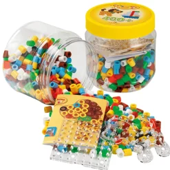 Hama Maxi Beads and Bead Plate in Tub, Yellow - 400 Beads