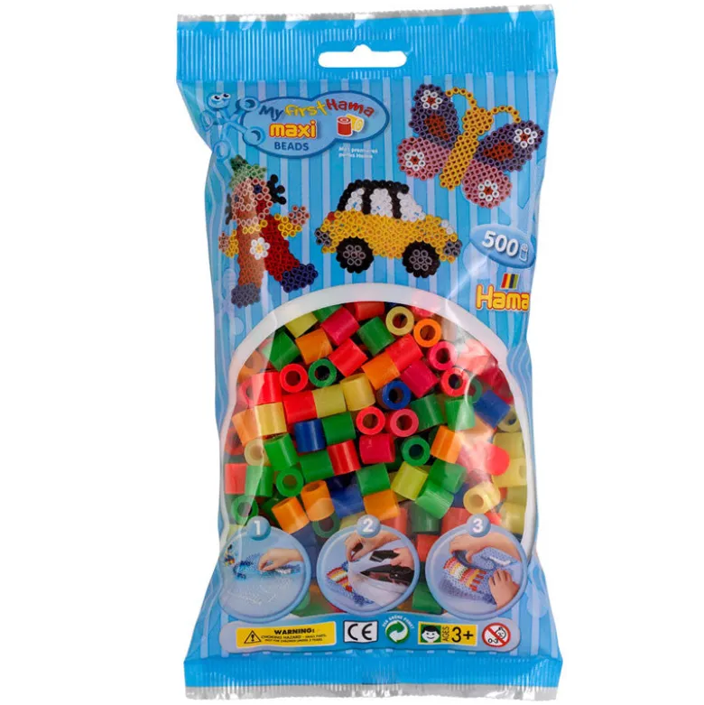 Hama Maxi Beads in Bag, Neon, 500 pcs