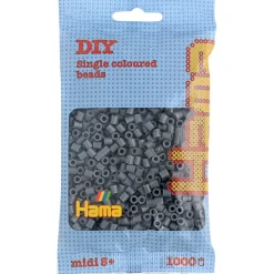 Hama Midi Beads in Bag, Dark Grey - 1000 pcs