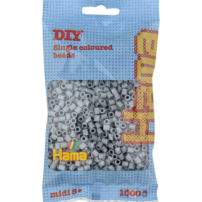 Hama Midi Beads in Bag, Gray - 1000 pcs