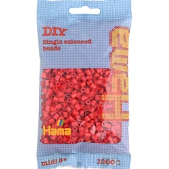 Hama Midi Beads in Bag, Red - 1000 pcs