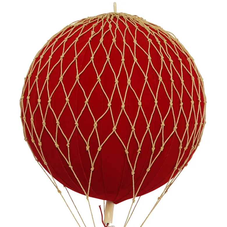 Hot Air Balloon in Velvet Red – H: 30 x D: 18 cm