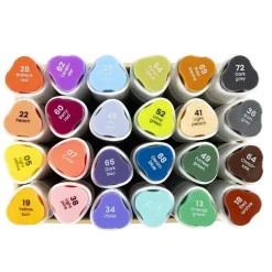 Illustration Marker, Dual Tip, 1mm & 8mm Lines, Set of 24 – Supplementary Colours