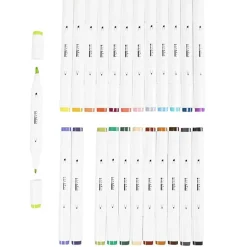 Illustration Marker, Dual Tip, 1mm & 8mm Lines, Set of 24 – Supplementary Colours