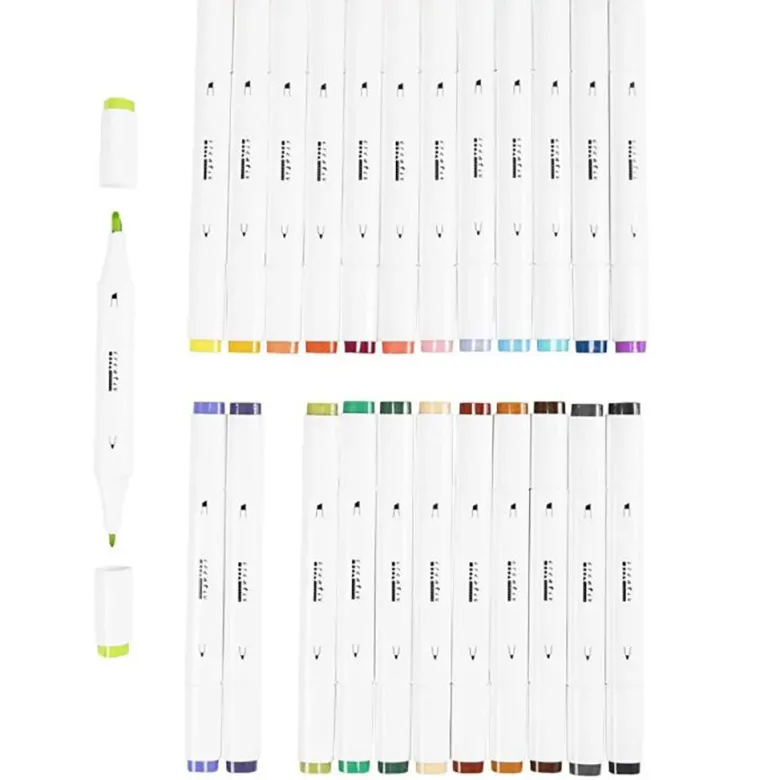 Illustration Marker, Dual Tip, 1mm & 8mm Lines, Set of 24 – Supplementary Colours