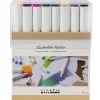 Illustration Markers, Double-Ended, 1mm + 8mm Tips, 48 Pieces - Standard Colors