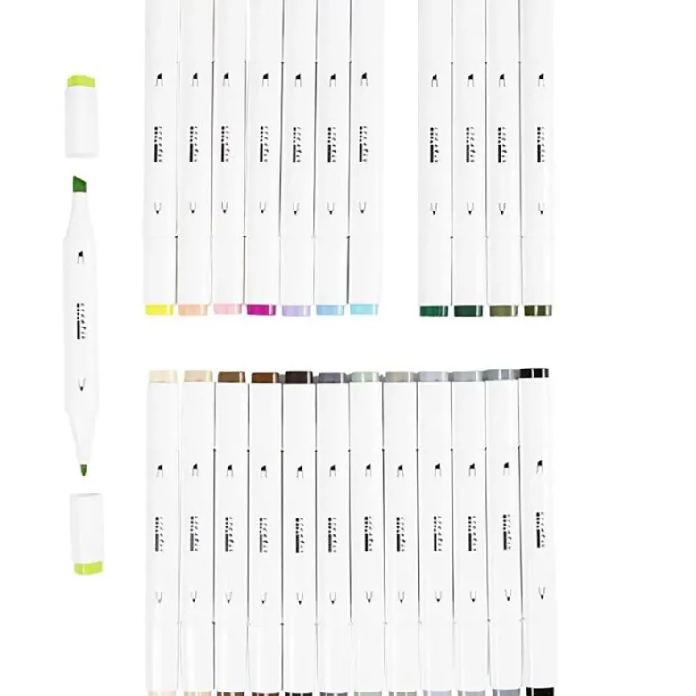 Illustration Markers, Dual Tip, 1mm + 8mm Line, Set of 24 - Pastel and Standard Colors