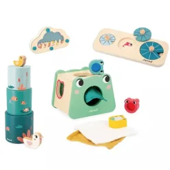 Janod Baby Toys, Set of 4 Sensory Toys – Suitable from 12 Months