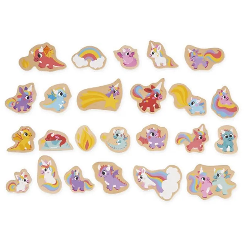 Janod Magnetic Puzzle, Unicorns and Dragons - 24 Pieces