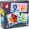 Janod Puzzle, Animal Babies and Their Parents - 12 Puzzles with 2 Pieces Each