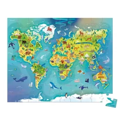 Janod Puzzle in Carry Case, World - 100 Pieces
