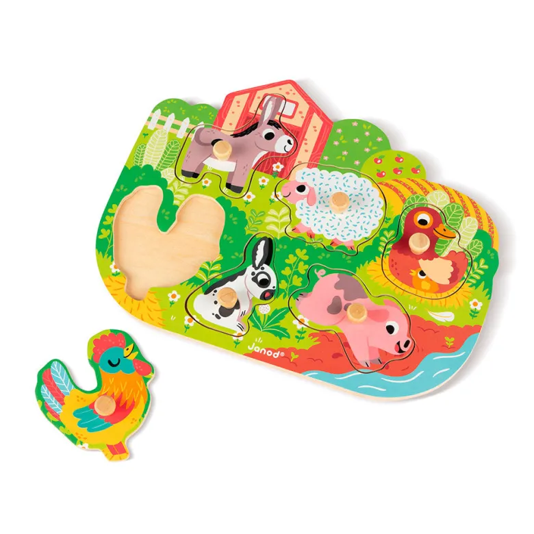 Janod Wooden Puzzle, Happy Farm – 6 Pieces