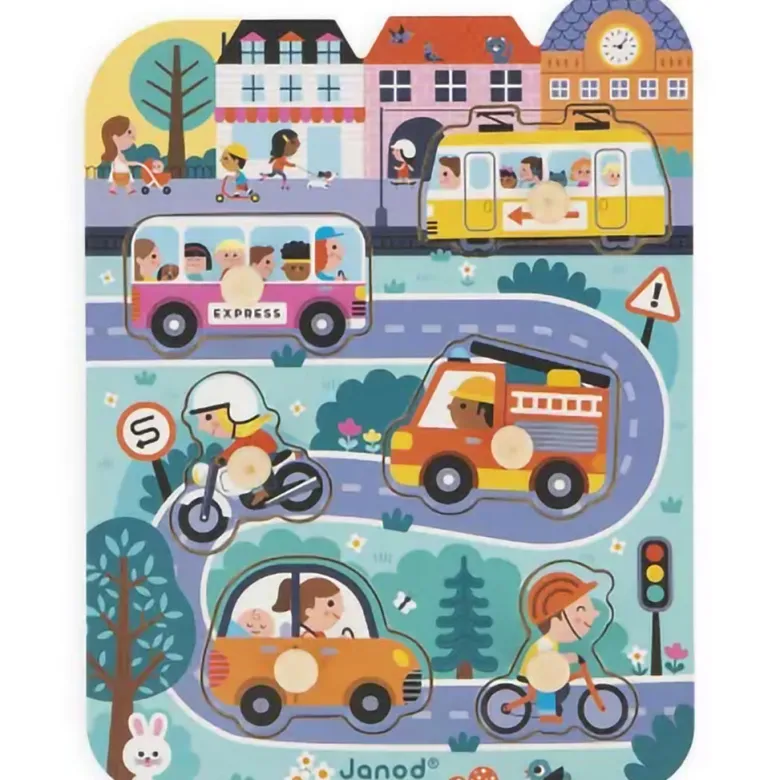 Janod Wooden Puzzle, In the City - 6 Pieces