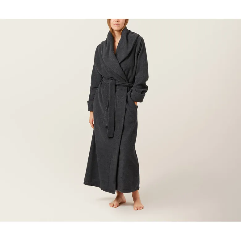 Karmameju Fleece Bathrobe, Dark Gray - Sizes XS-L