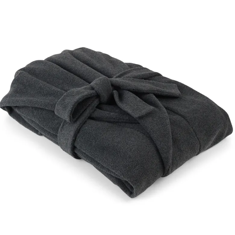 Karmameju Fleece Bathrobe, Dark Gray - Sizes XS-L
