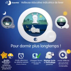 Kid'Sleep Alarm Clock with Night and Day Indicator, White