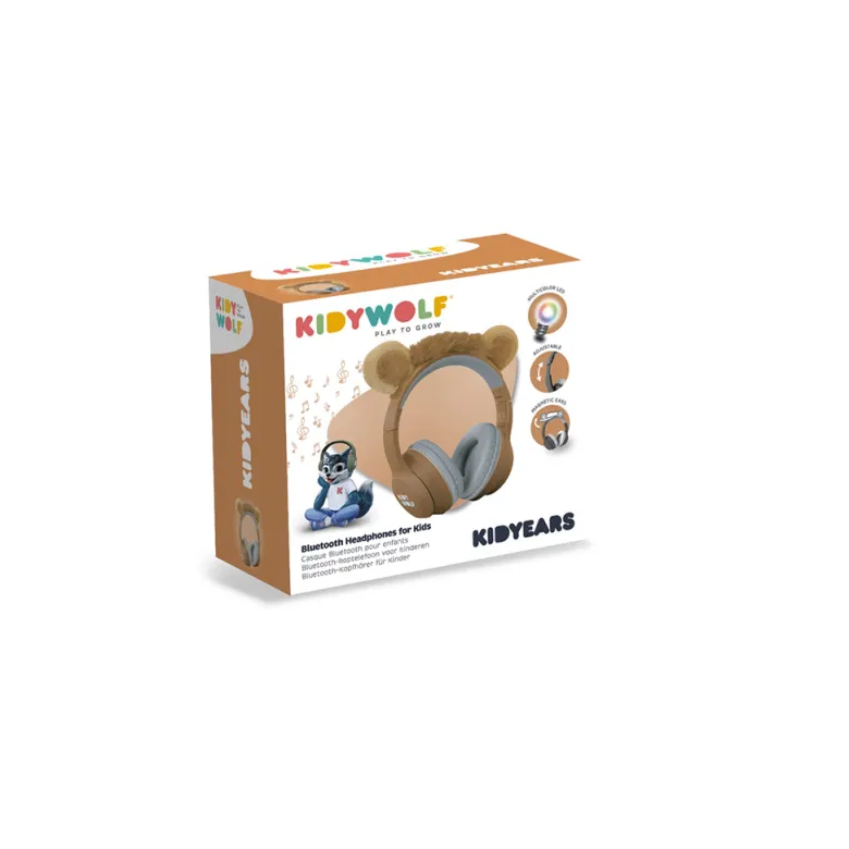 Kidyears – Bluetooth Headphones with Magnetic Animal Ears – Lion
