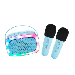 Lalarma Karaoke Speaker with Lights and 2 Microphones, Blue