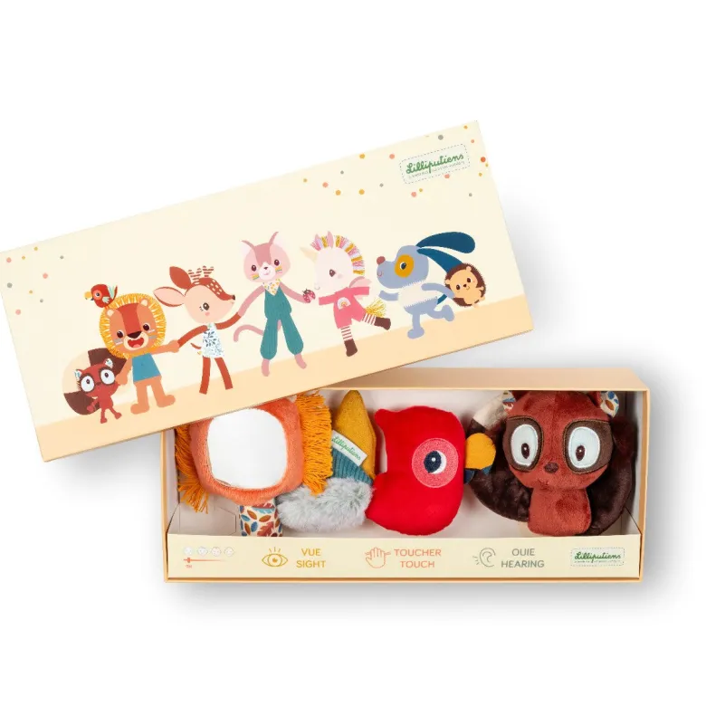Lilliputiens Baby Sensory Rattle Gift Set, Jack with Rattles