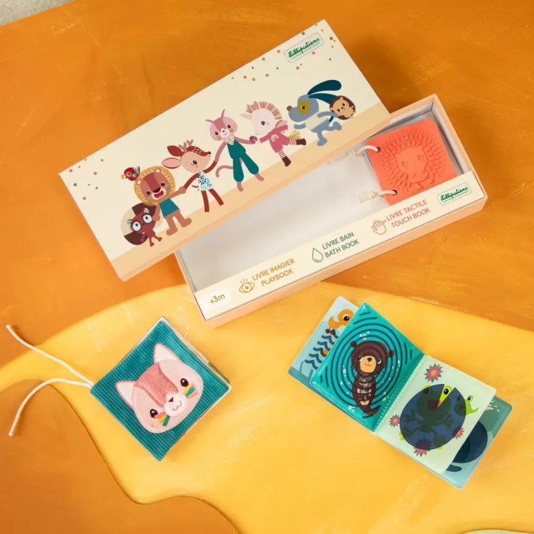 Lilliputiens Baby Toys, Set of 3 Sensory Books - Jeanne