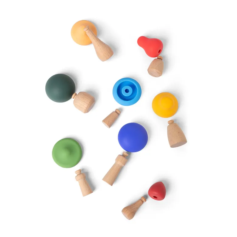 Little L, Colorful Wooden and Silicone Mushrooms for Babies