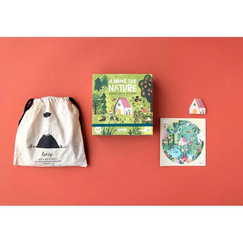 Londji Puzzle, Round, A Home for Nature, Set of 4 Puzzles with 10 Pieces Each