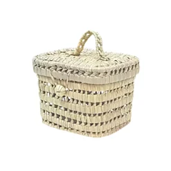 Lubilu Mini Picnic Basket of Palm Leaves, 15 x 25 x 13 cm