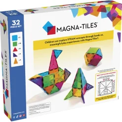 Magna-Tiles Clear Colors, Magnetic Building Set with 32 Pieces