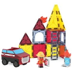 Magna-Tiles Magnetic Building Set, Fire and Rescue Station - 27 Pieces