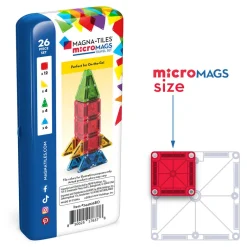 Magna-Tiles MicroMags Travel Set, Magnetic Construction Kit with 26 Pieces