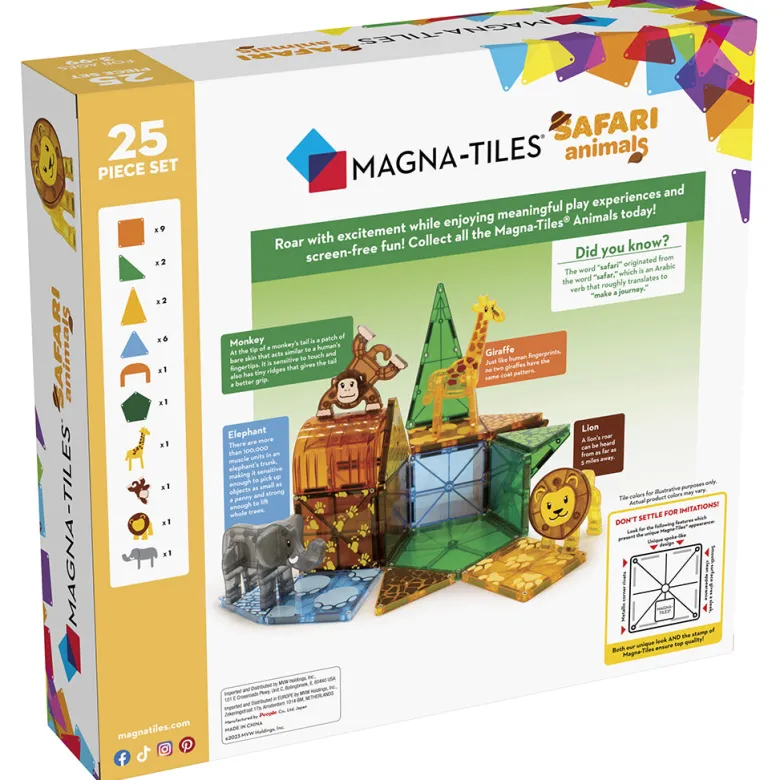 Magna-Tiles Safari Animals, Magnetic Building Set with 25 Pieces
