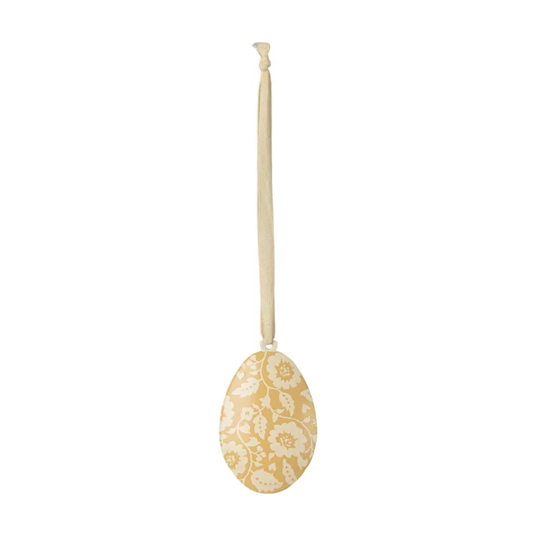 Maileg Easter Decorations, Hanging Ornament - Easter Egg with Flowers - Yellow