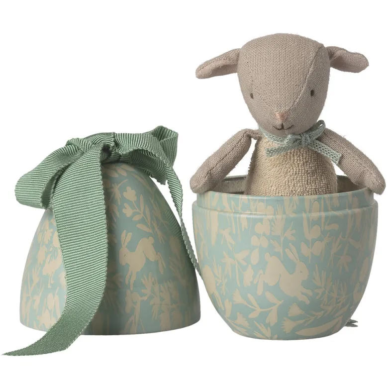 Maileg Easter Egg with Micro Lamb, Small - Mint