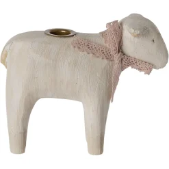 Maileg Wooden Candle Holder, Lamb - Pink