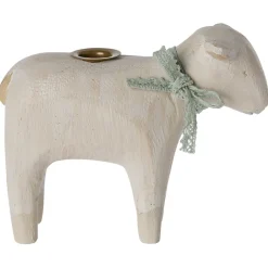 Maileg Wooden Candle Holder, Lamb - Mint