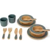 Mamamemo Dining Set in Wood, Emerald Green