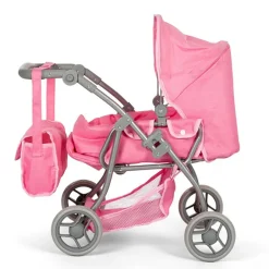 MaMaMeMo Dolls, dukkevogn m. lift - Pink