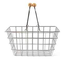 Mamamemo Shopping Basket – Metal with Wooden Handle