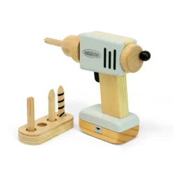 MaMaMeMo Tool, Wooden Drill with 4 Detachable Bits and Battery