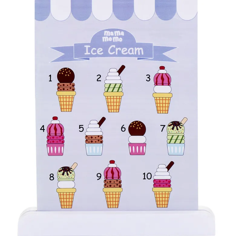 Mamamemo Wooden Ice Cream Stand, 16 Pieces